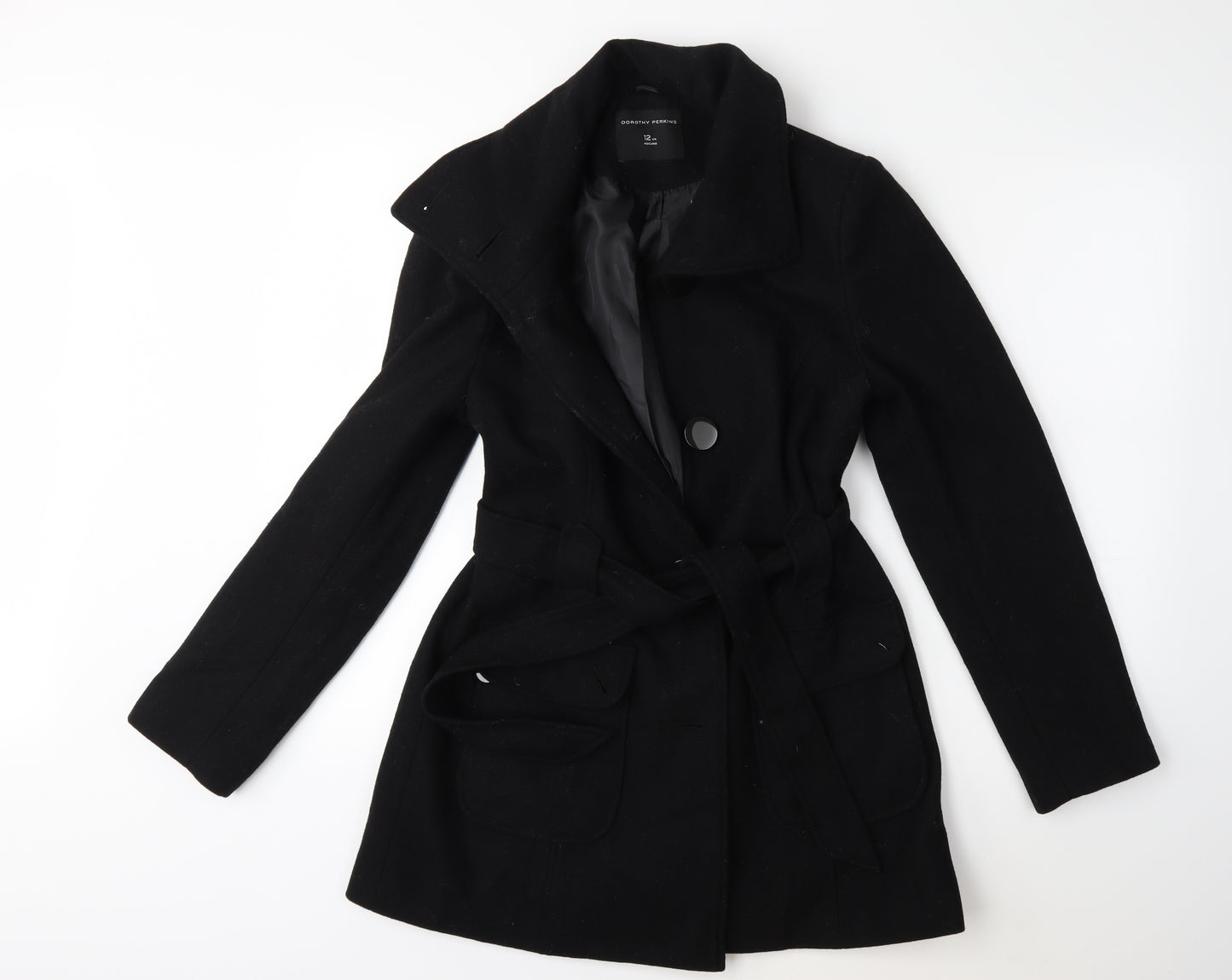 Dorothy Perkins Womens Black   Overcoat Coat Size 12