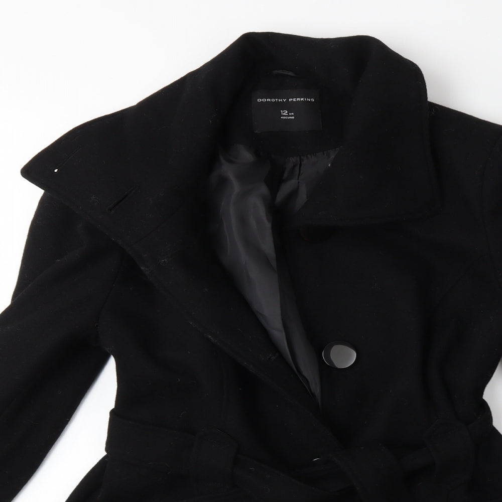 Dorothy Perkins Womens Black   Overcoat Coat Size 12