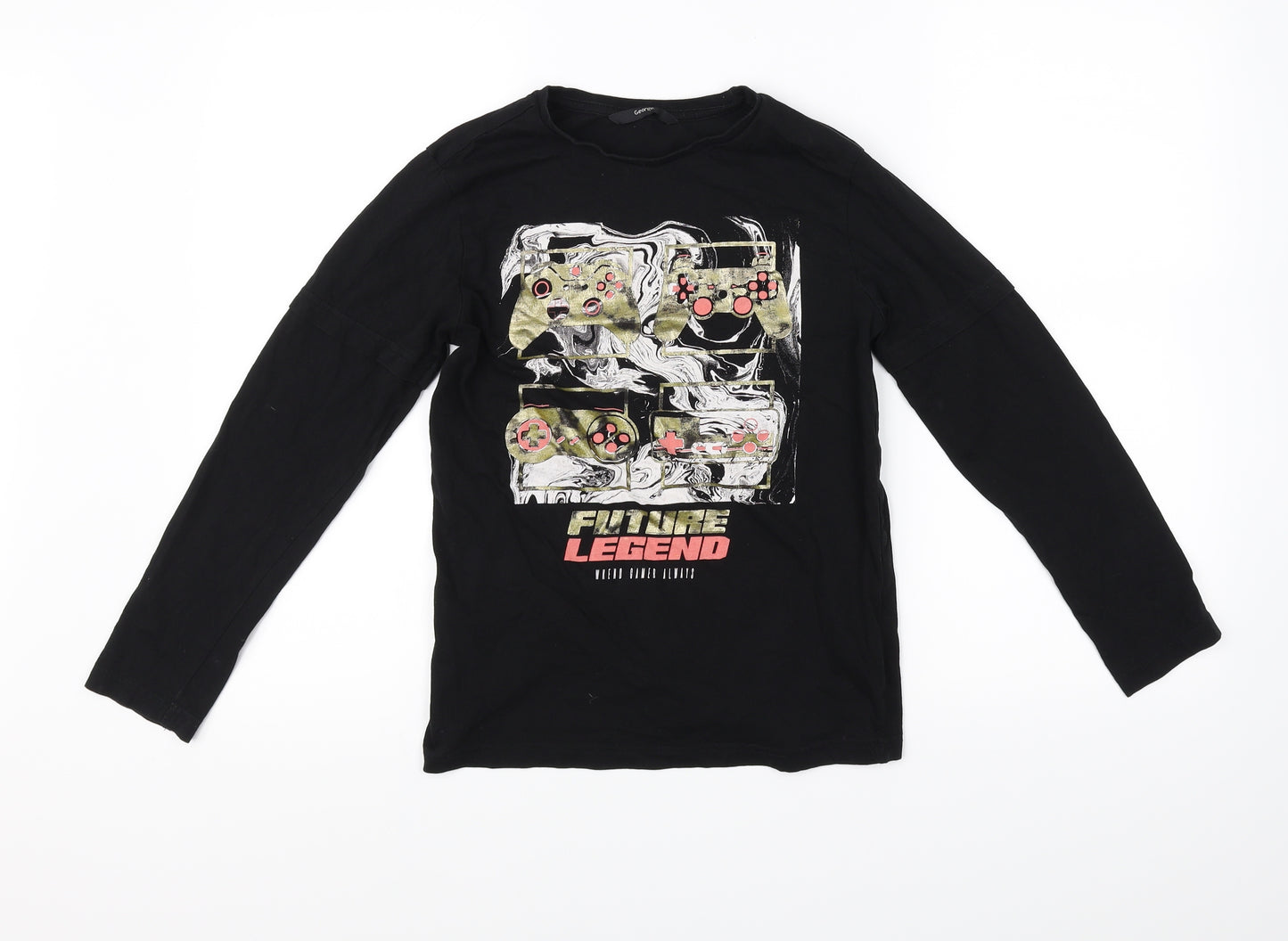 George Girls Black   Basic T-Shirt Size 10-11 Years