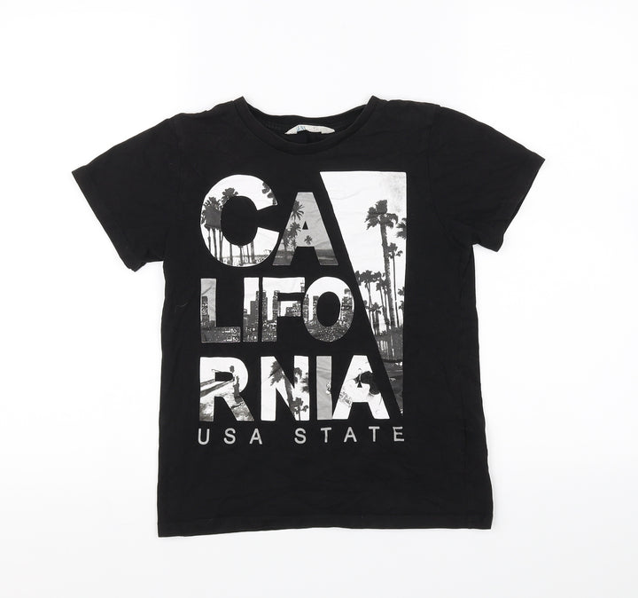 H&M Girls Black Basic T-Shirt Size 9-10 Years