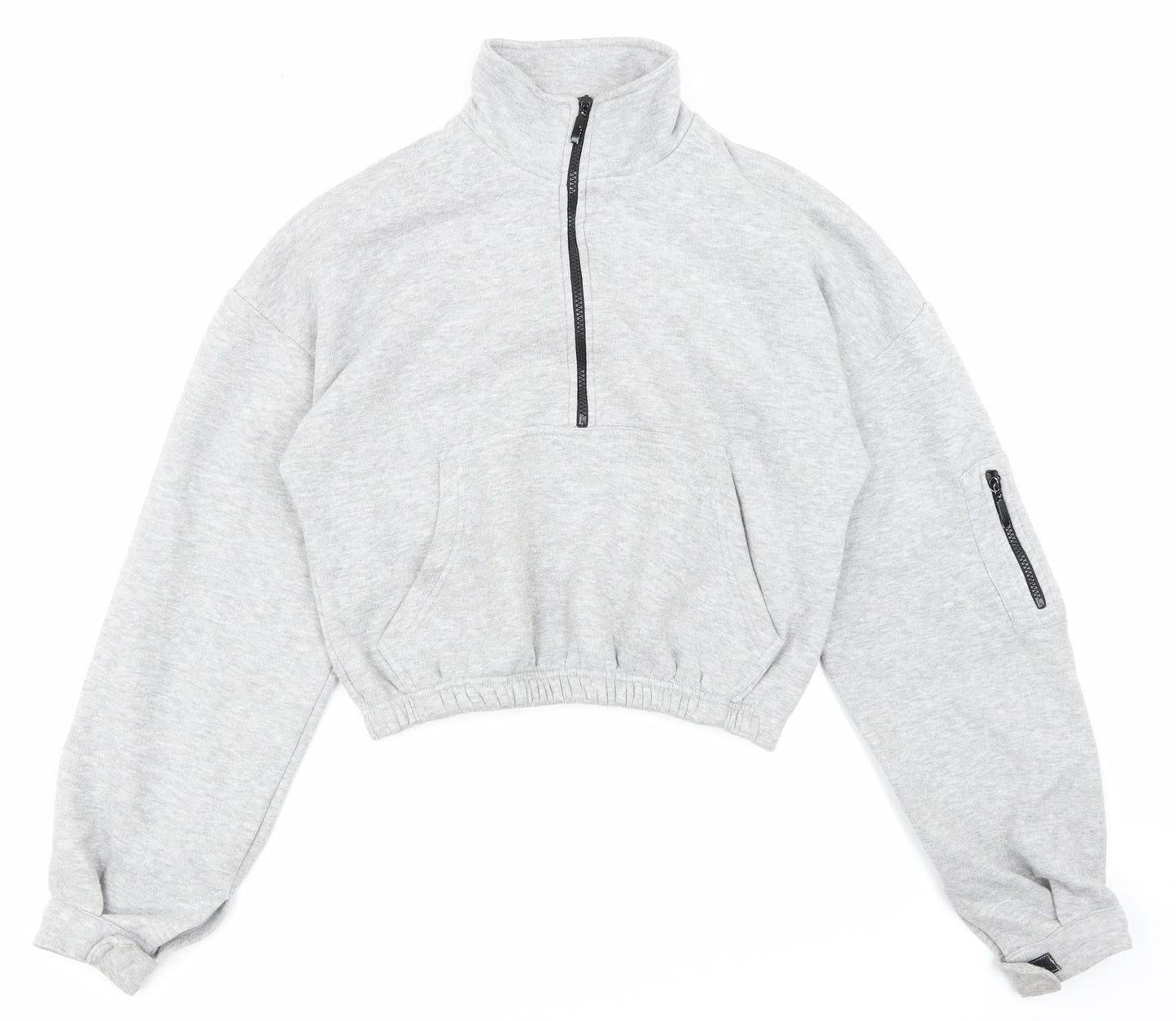 PRETTYLITTLETHING Womens Grey   Pullover Sweatshirt Size S  - half zip
