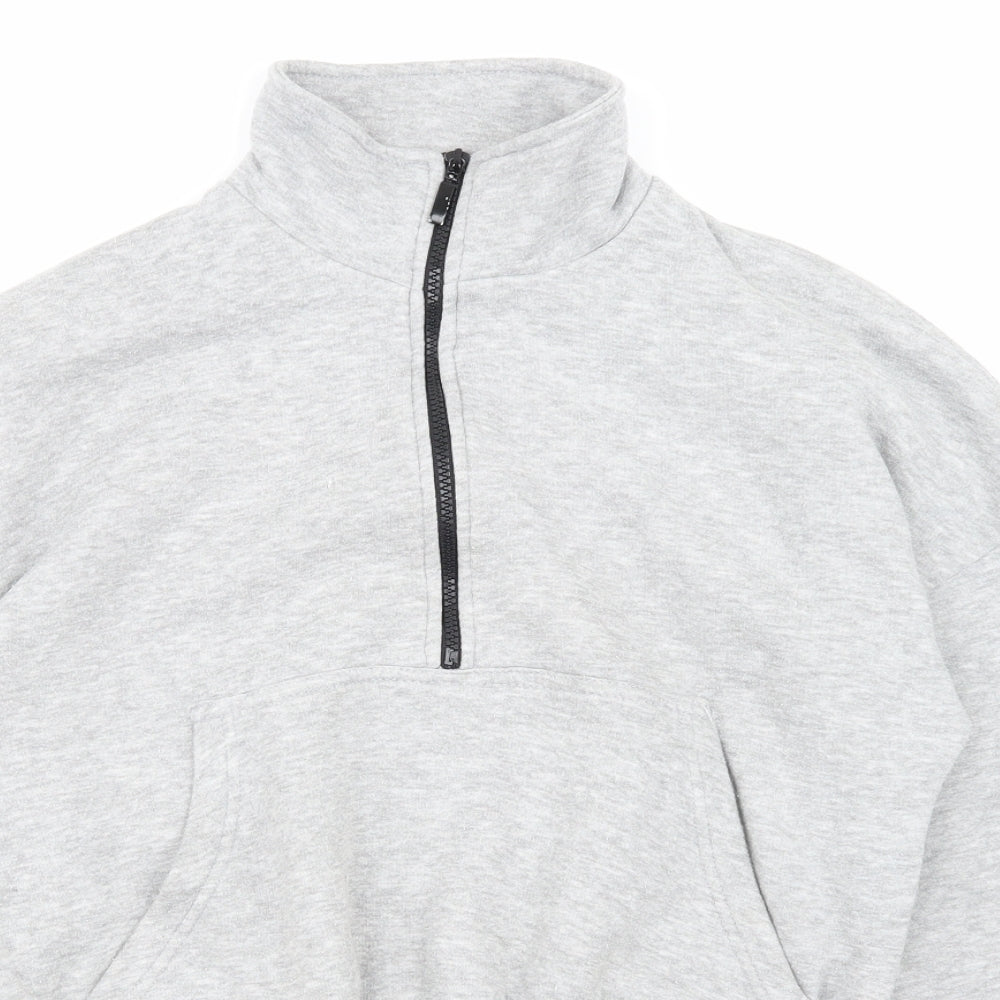 PRETTYLITTLETHING Womens Grey   Pullover Sweatshirt Size S  - half zip