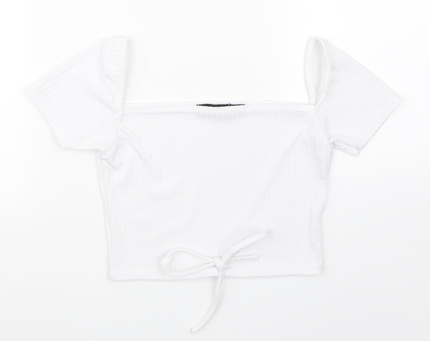 PRETTYLITTLETHING Womens Silver   Cropped T-Shirt Size 8