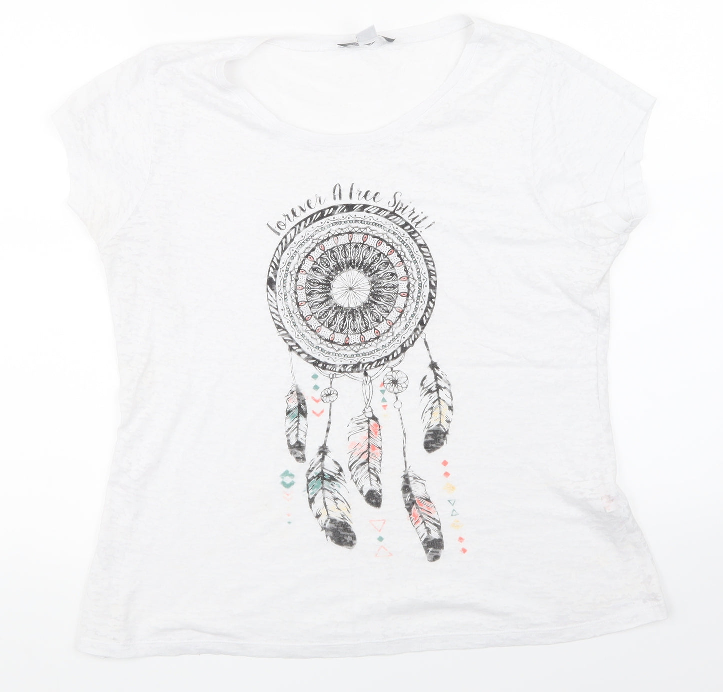 Primark Womens White  Mesh Basic T-Shirt Size 14