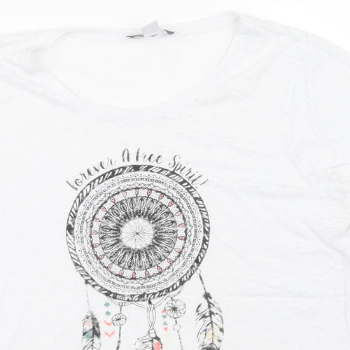 Primark Womens White  Mesh Basic T-Shirt Size 14