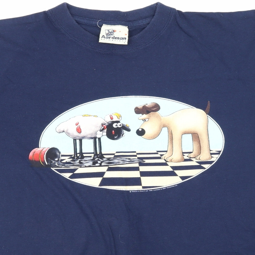 aardman Mens Blue    T-Shirt Size L
