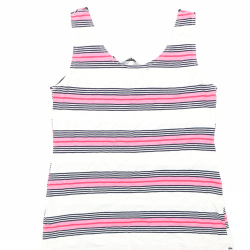 Dorothy Perkins Womens White Striped  Basic T-Shirt Size 8