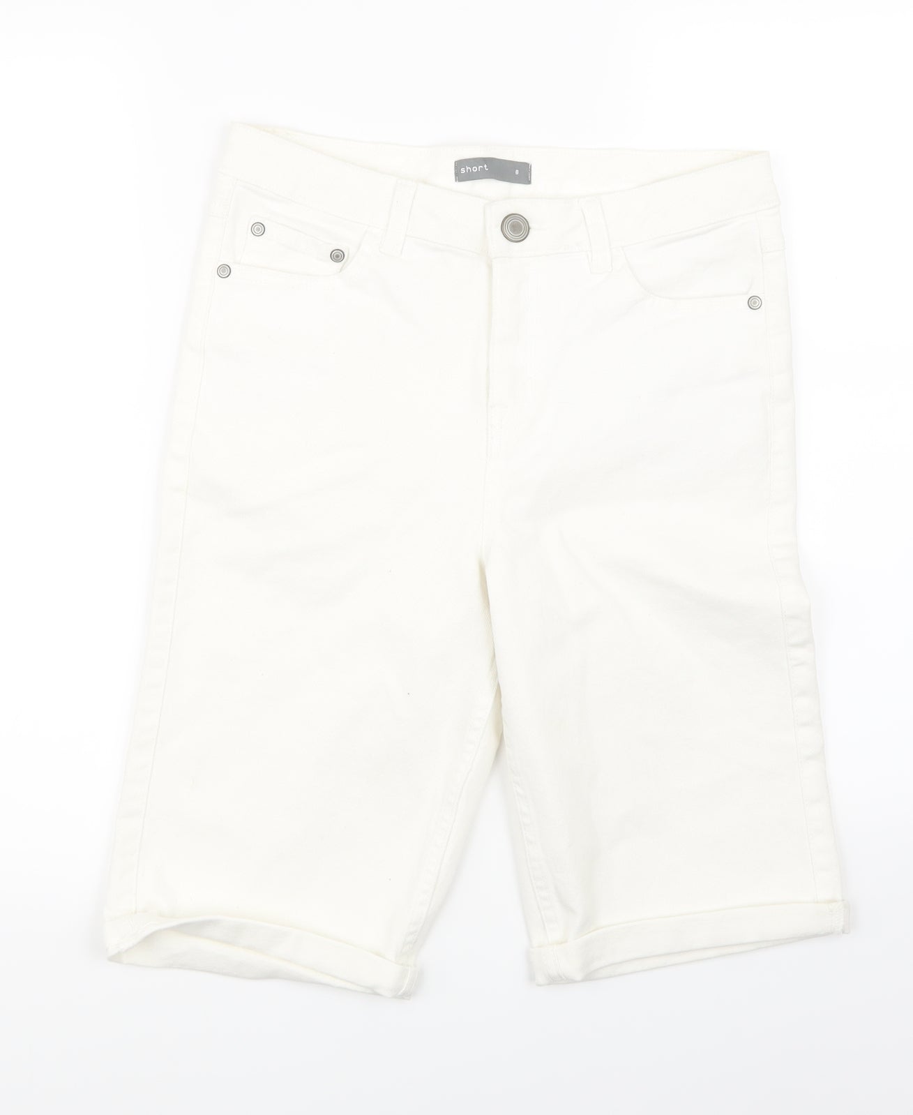 Nutmeg Womens White  Denim Boyfriend Shorts Size 8