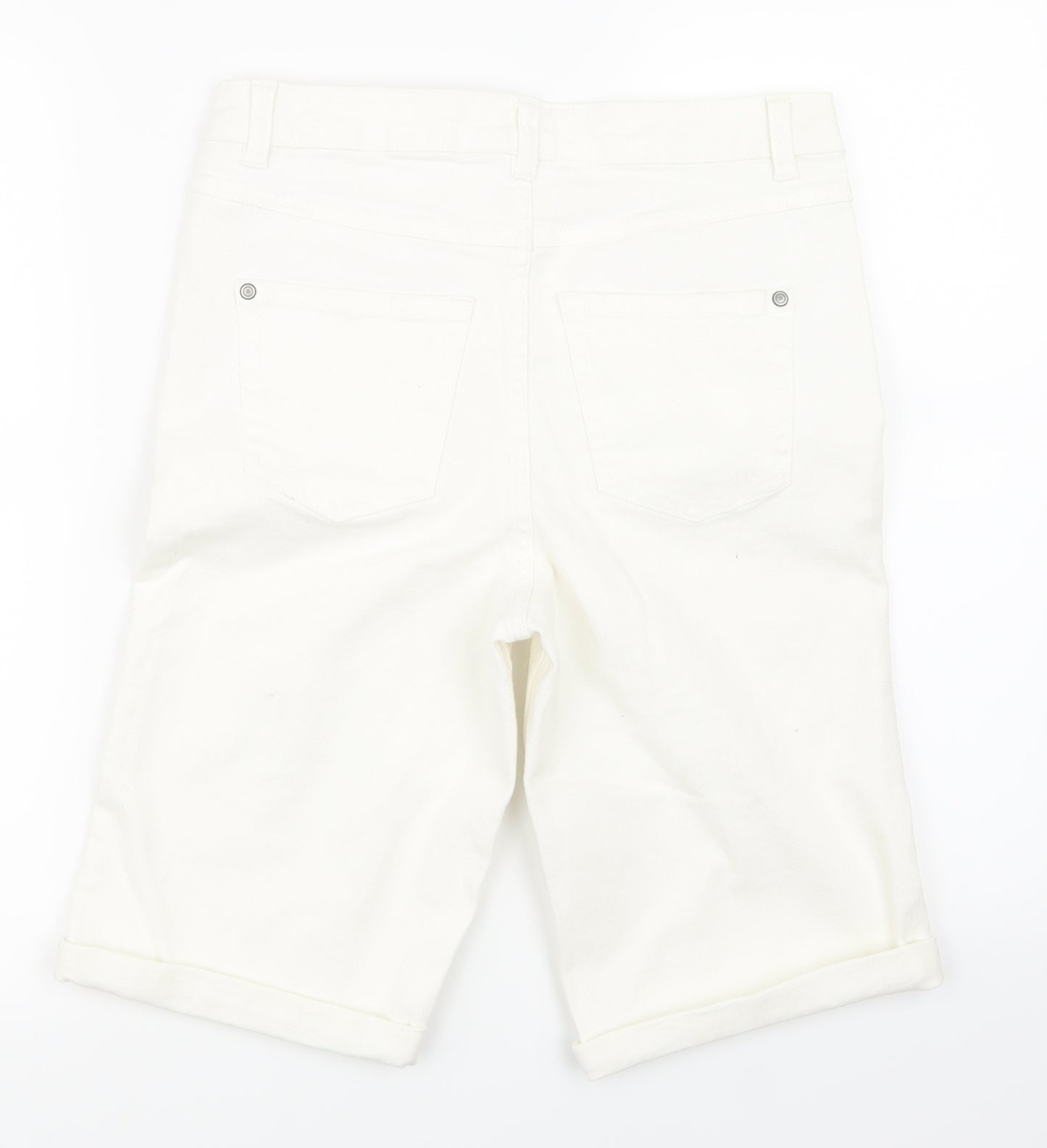 Nutmeg Womens White  Denim Boyfriend Shorts Size 8