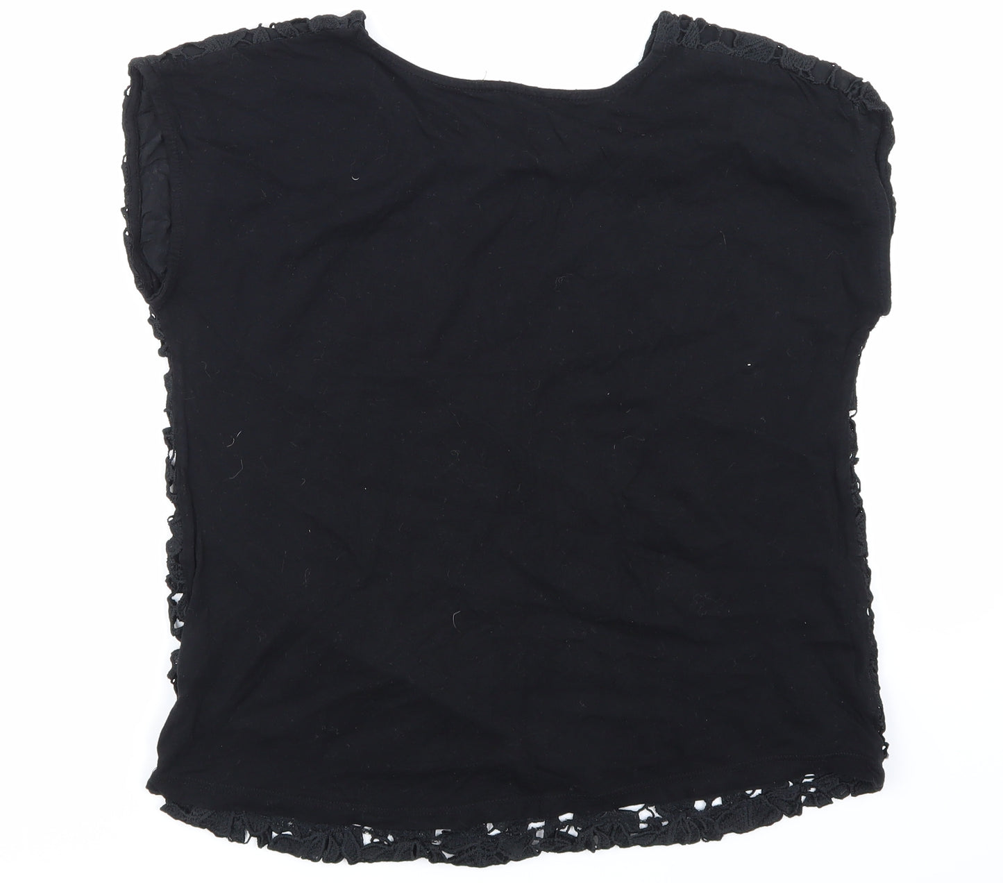 Peacocks Womens Black  Lace Camisole T-Shirt Size 16