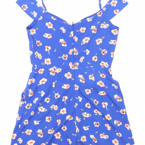newlook Womens Blue Floral  Playsuit One-Piece Size 8