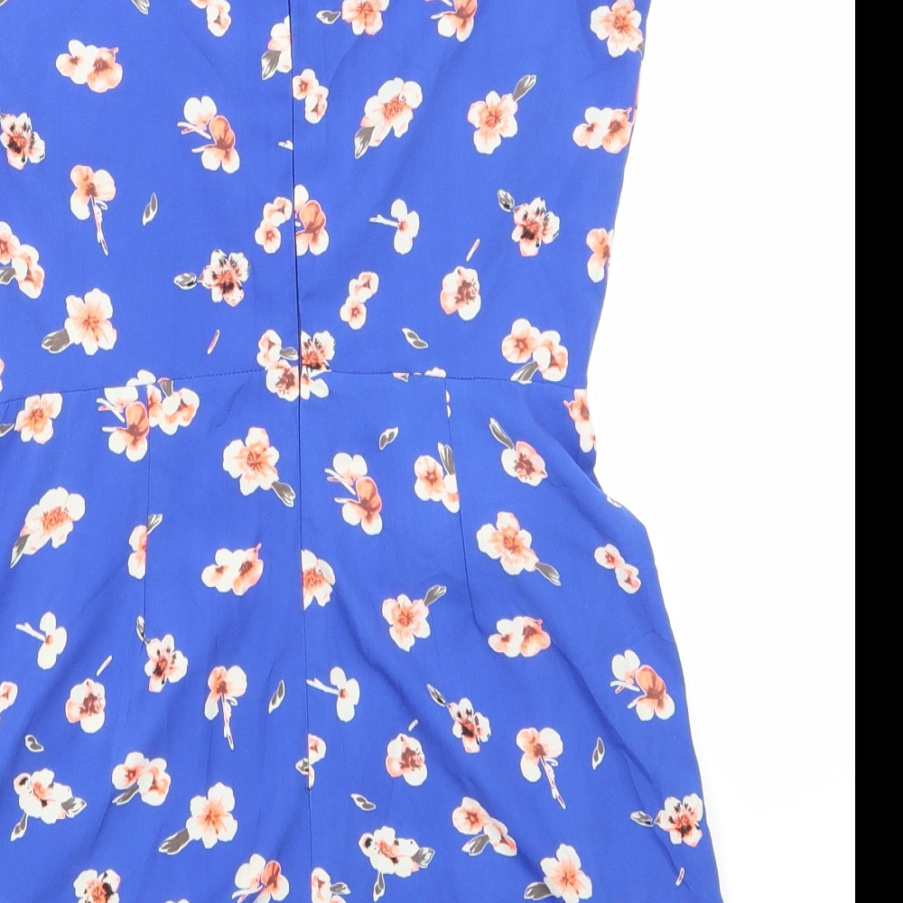 newlook Womens Blue Floral  Playsuit One-Piece Size 8