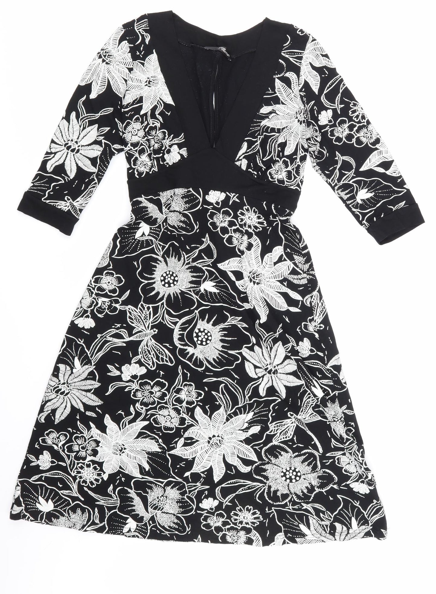 Jane Norman Womens Black Floral  Pencil Dress  Size 10