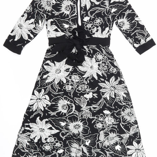 Jane Norman Womens Black Floral  Pencil Dress  Size 10