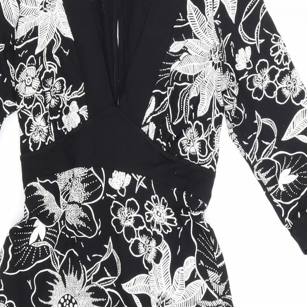Jane Norman Womens Black Floral  Pencil Dress  Size 10