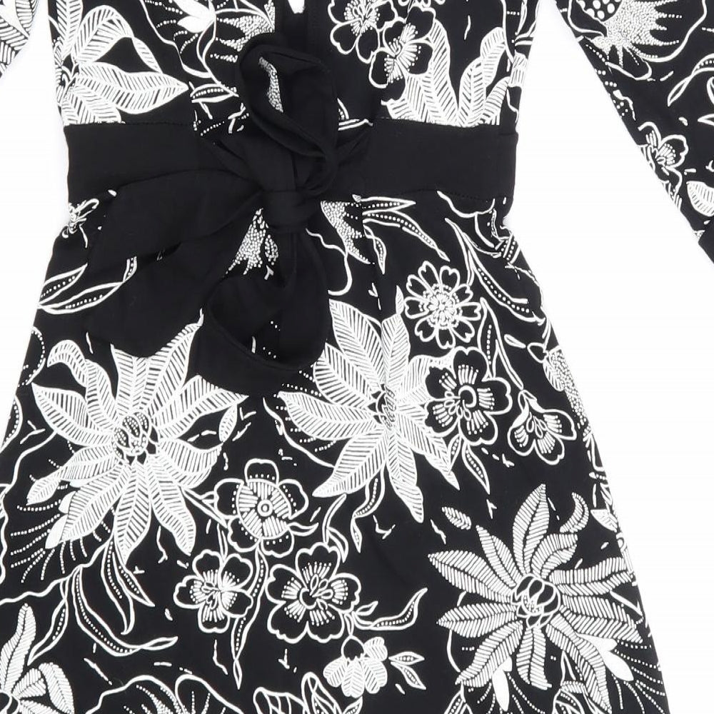 Jane Norman Womens Black Floral  Pencil Dress  Size 10