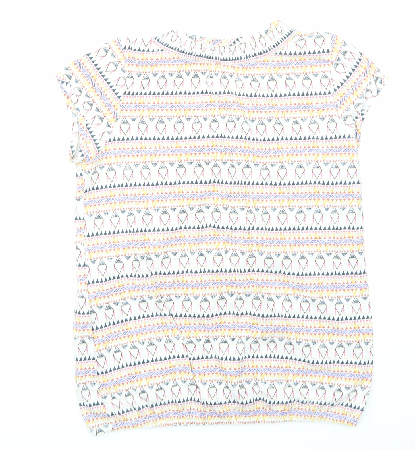 F&F Womens White Argyle/Diamond  Basic T-Shirt Size 12