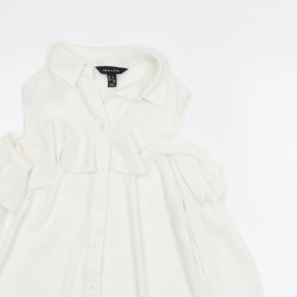 New Look Womens White   Basic Button-Up Size 8