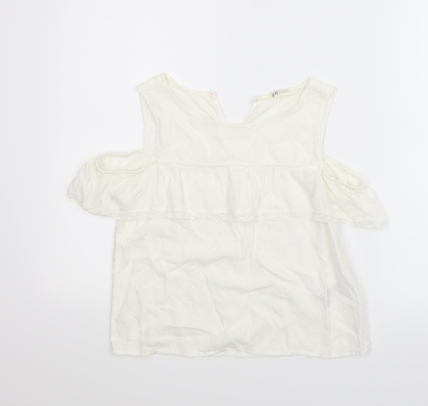 H&M Girls White   Basic Blouse Size 11-12 Years