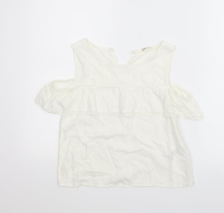 H&M Girls White   Basic Blouse Size 11-12 Years