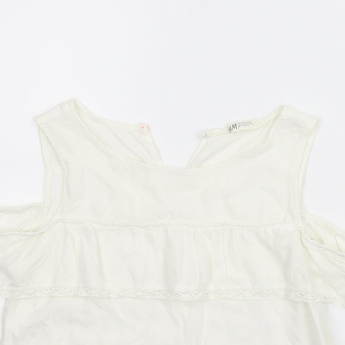 H&M Girls White   Basic Blouse Size 11-12 Years