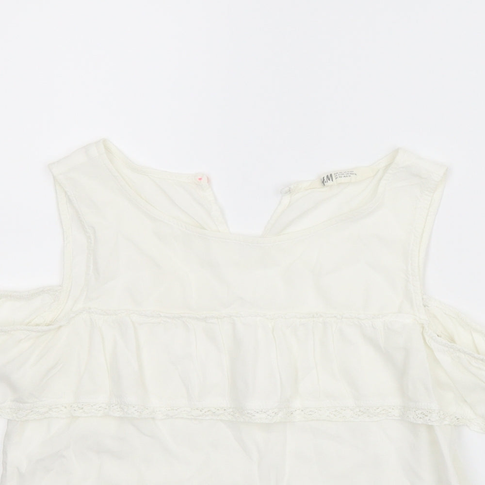 H&M Girls White   Basic Blouse Size 11-12 Years