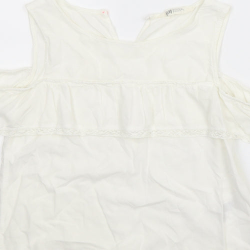 H&M Girls White   Basic Blouse Size 11-12 Years