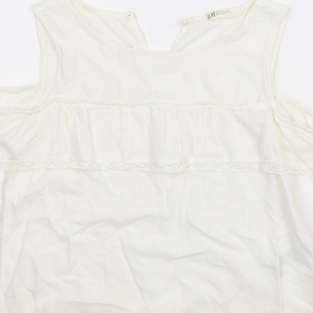 H&M Girls White   Basic Blouse Size 11-12 Years