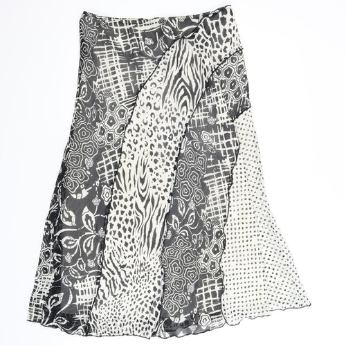 M&S Womens Black Animal Print  A-Line Skirt Size 12