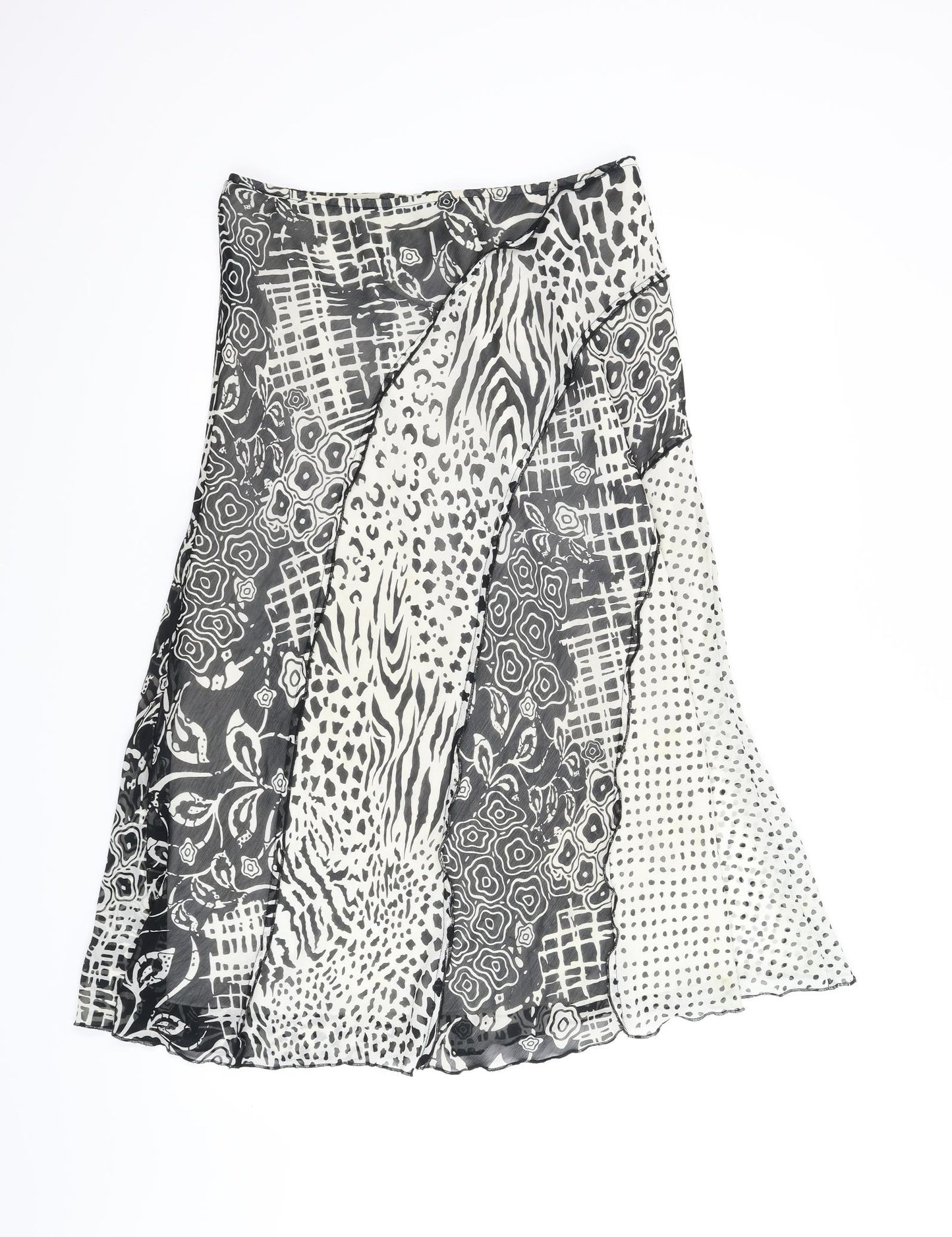 M&S Womens Black Animal Print  A-Line Skirt Size 12