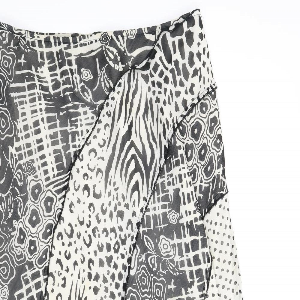 M&S Womens Black Animal Print  A-Line Skirt Size 12