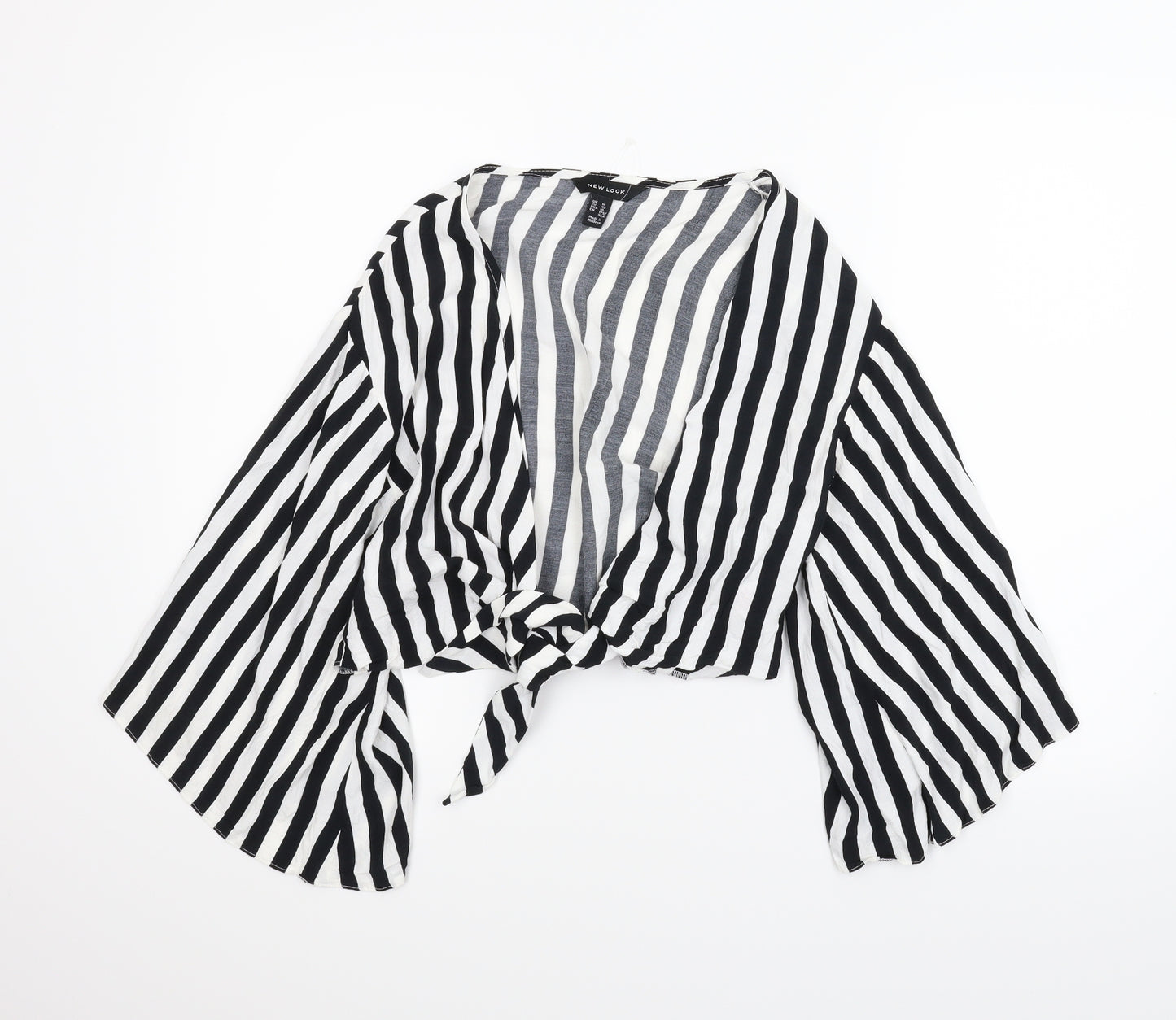 New Look Womens Black Striped  Kimono Blouse Size 14