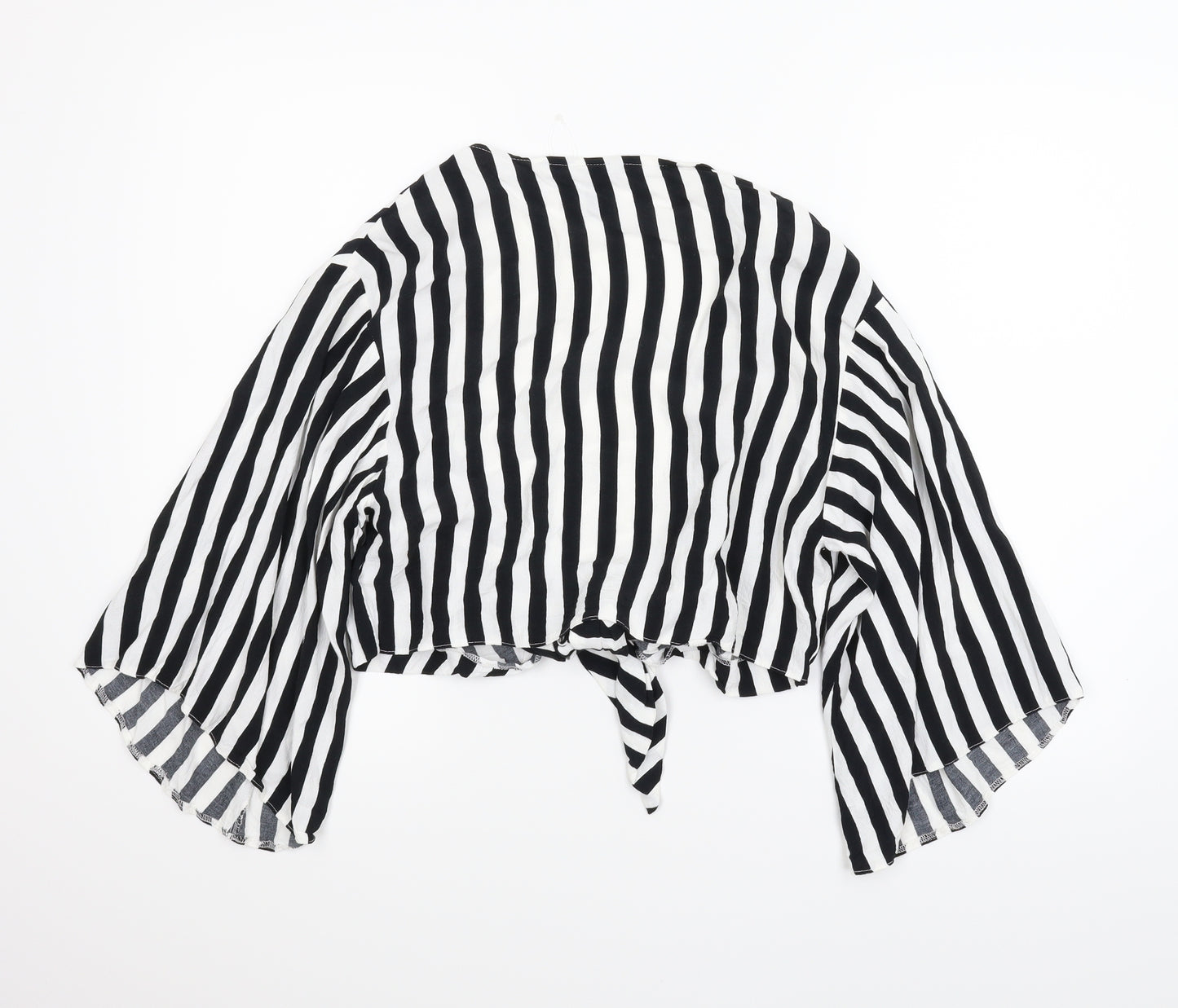 New Look Womens Black Striped  Kimono Blouse Size 14