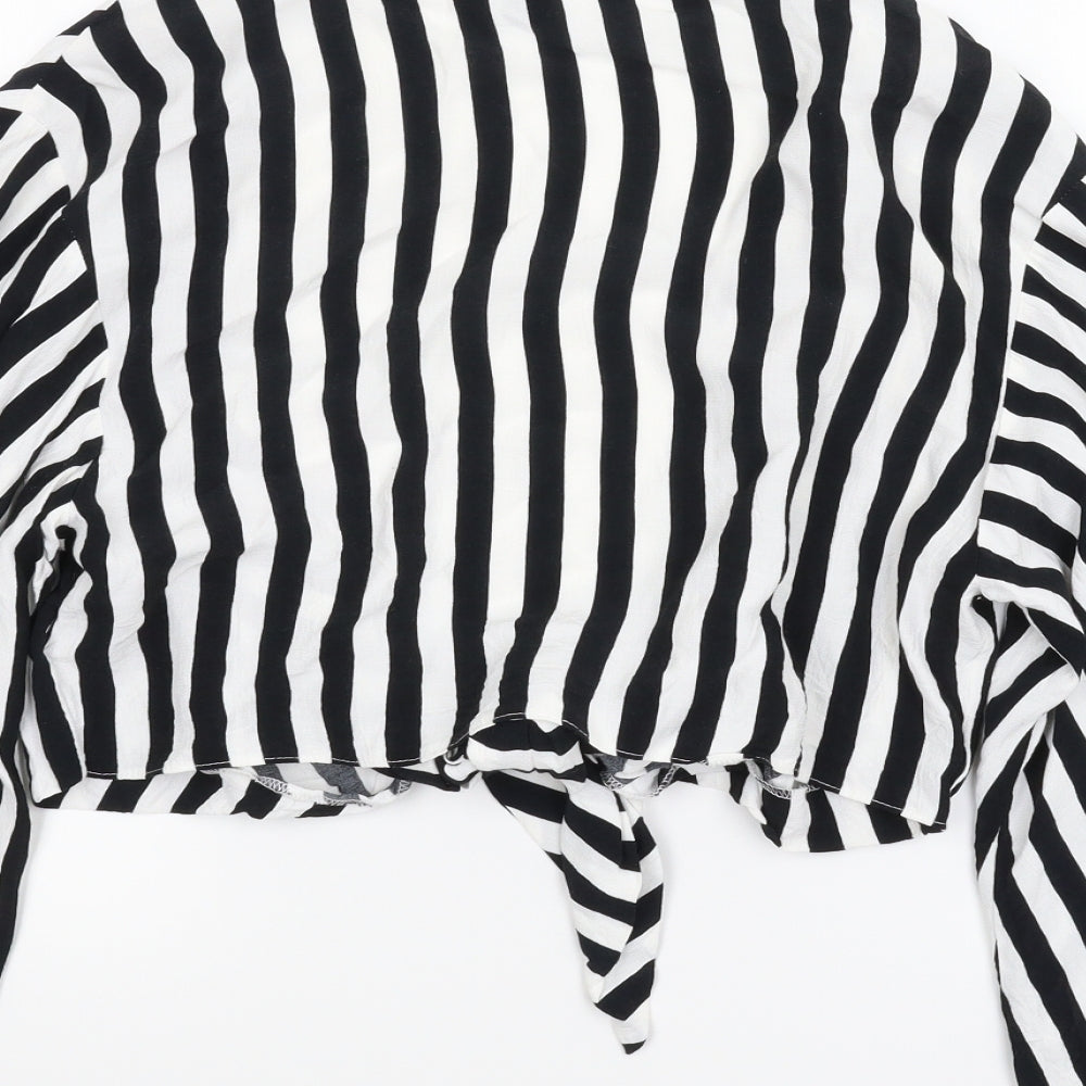 New Look Womens Black Striped  Kimono Blouse Size 14