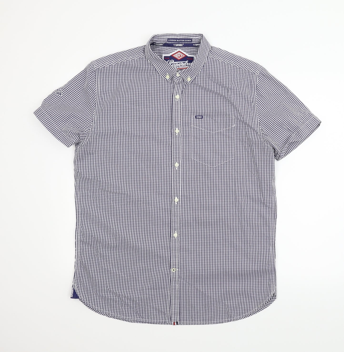 Superdry Mens Blue Check   T-Shirt Size XL