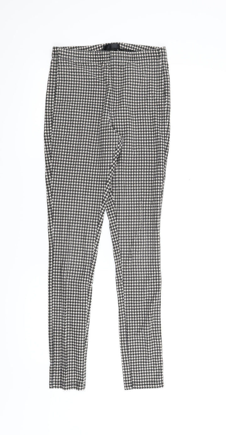 Topshop Womens Black Houndstooth  Carrot Trousers Size 10 L28 in