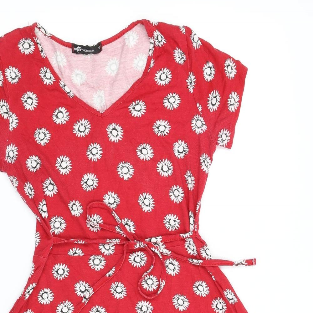 International Womens Red Floral  A-Line  Size 10
