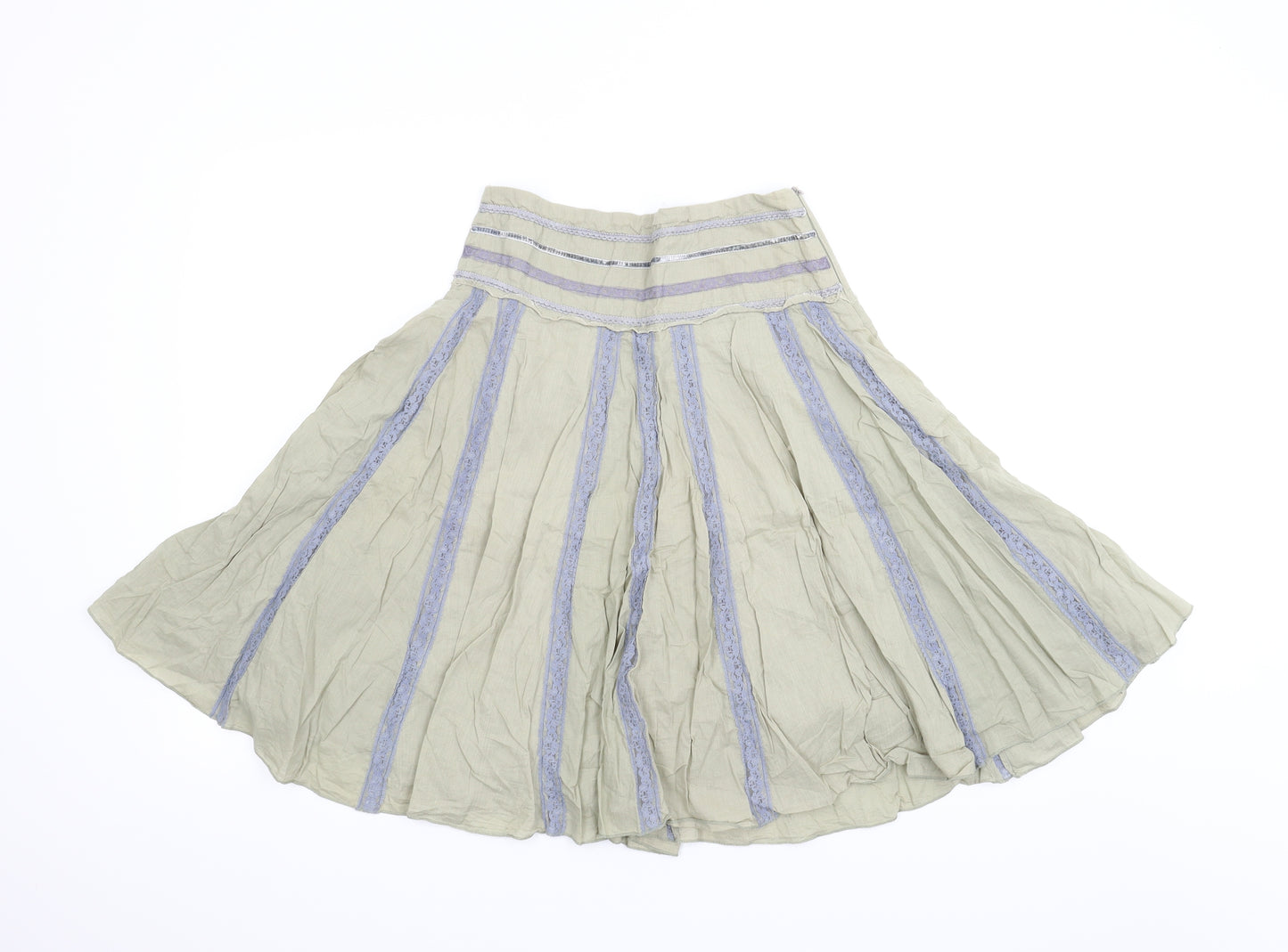 Monsun Womens Green Striped  A-Line Skirt Size 8