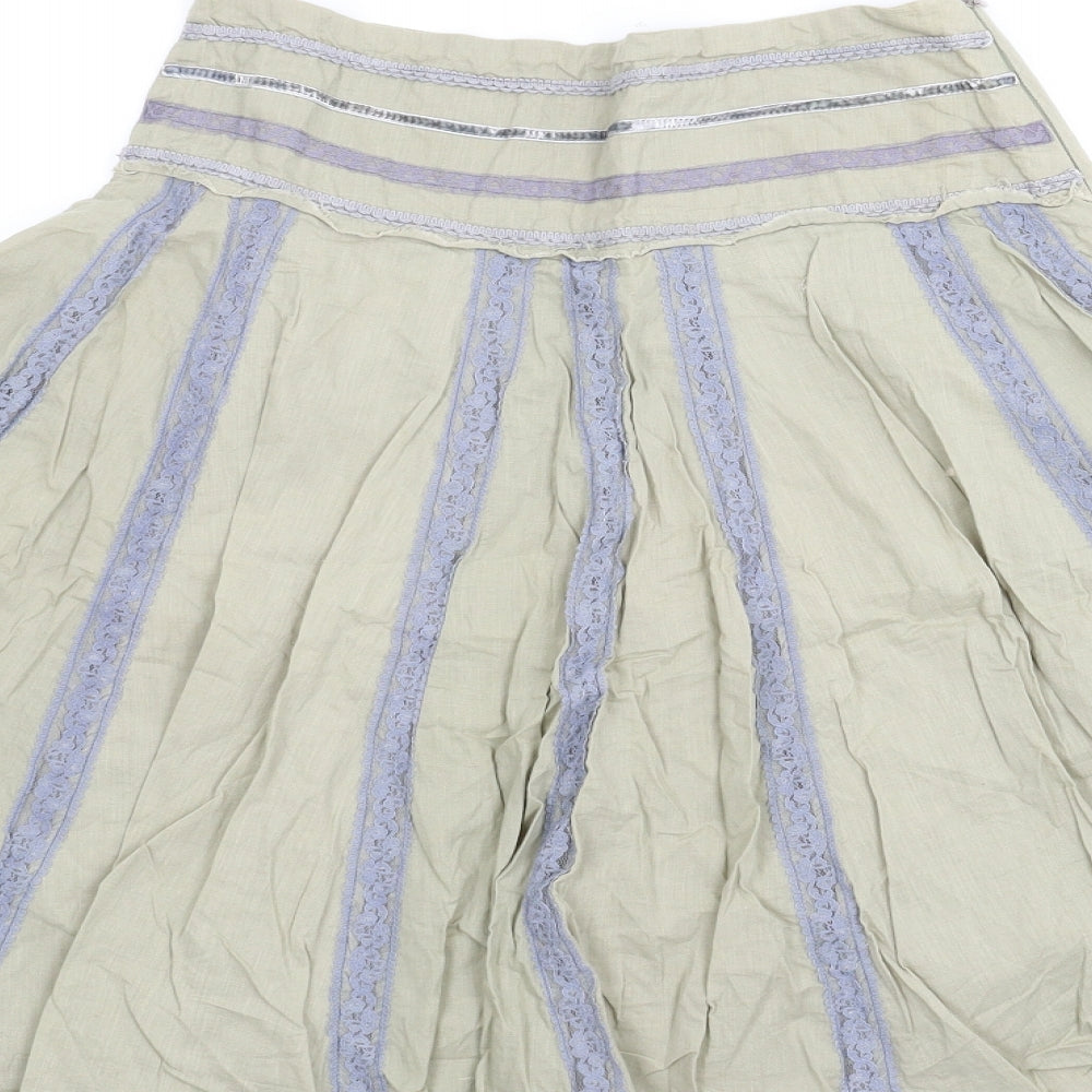 Monsun Womens Green Striped  A-Line Skirt Size 8