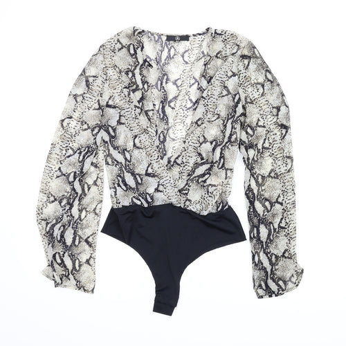 Misguided Womens Beige Animal Print  Leotard One-Piece Size 10