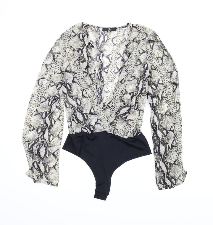 Misguided Womens Beige Animal Print  Leotard One-Piece Size 10