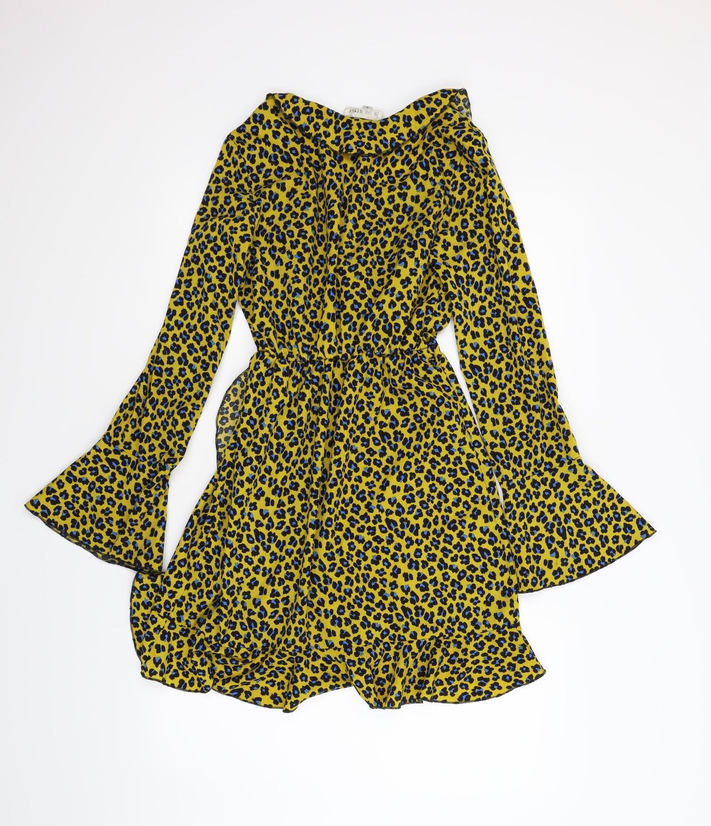 In the Style Womens Yellow Animal Print  Fit & Flare  Size 6