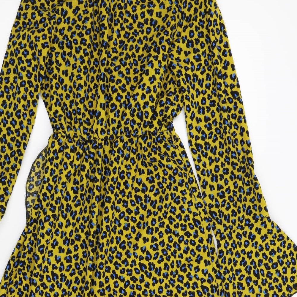 In the Style Womens Yellow Animal Print  Fit & Flare  Size 6
