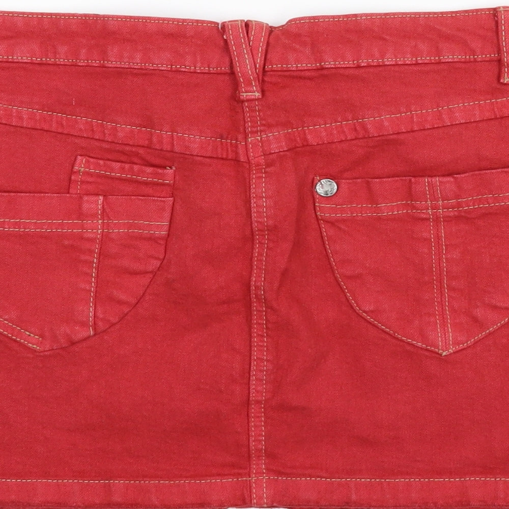 Love K Womens Red  Denim Mini Skirt Size 10