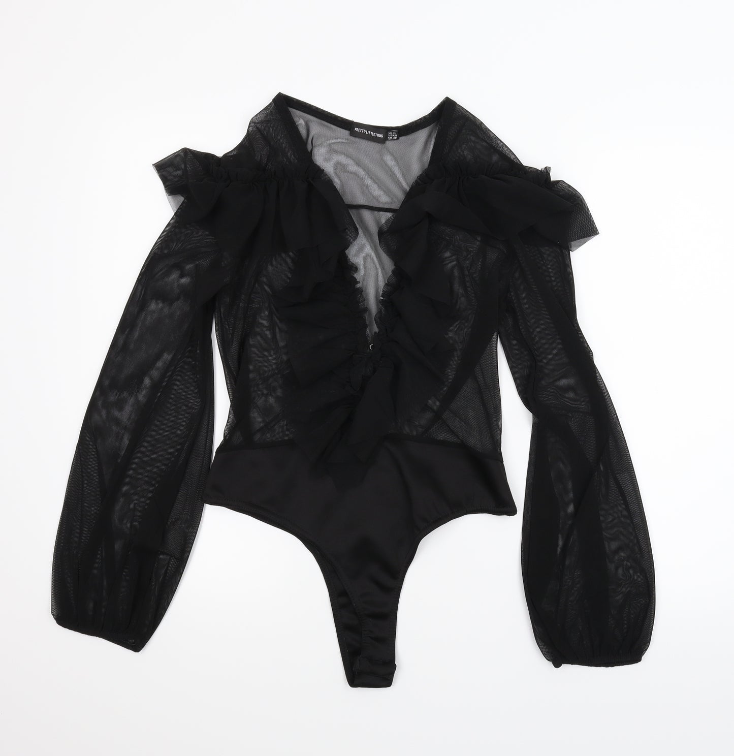 PRETTYLITTLETHING Womens Black   Leotard One-Piece Size 12