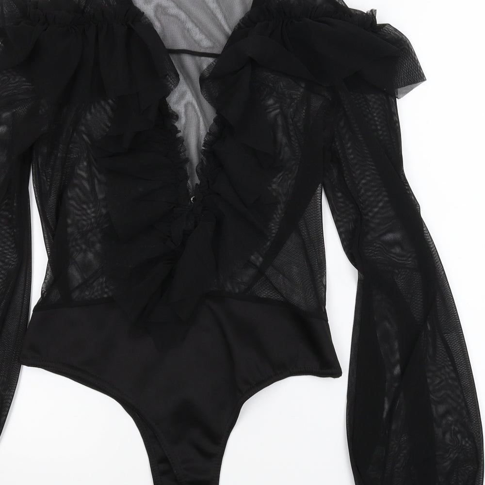PRETTYLITTLETHING Womens Black   Leotard One-Piece Size 12