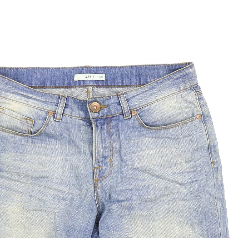 Oasis Womens Blue  Denim Boyfriend Shorts Size 12