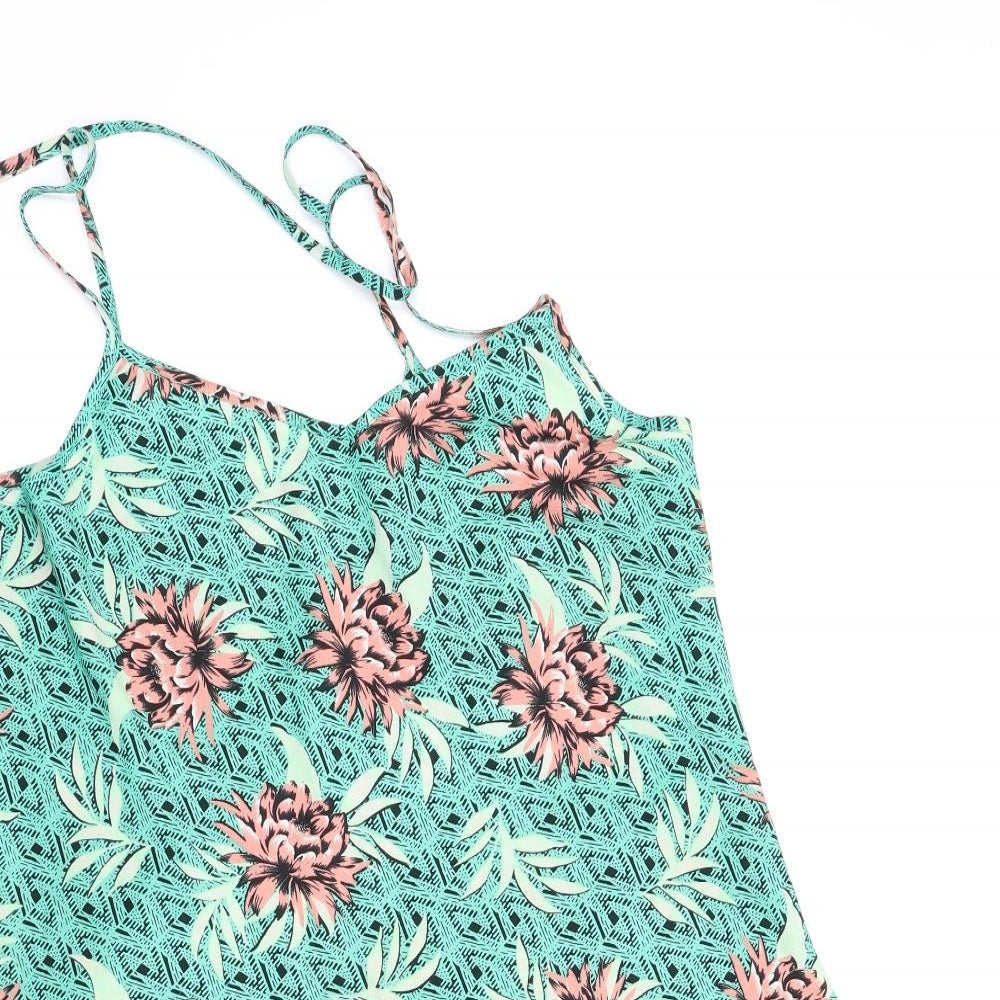 New Look Womens Green Floral  Tunic Blouse Size 12