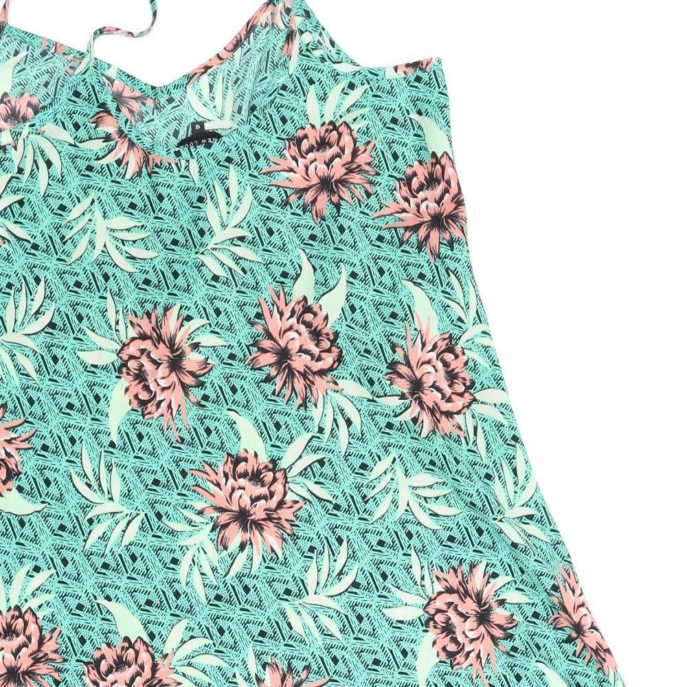 New Look Womens Green Floral  Tunic Blouse Size 12