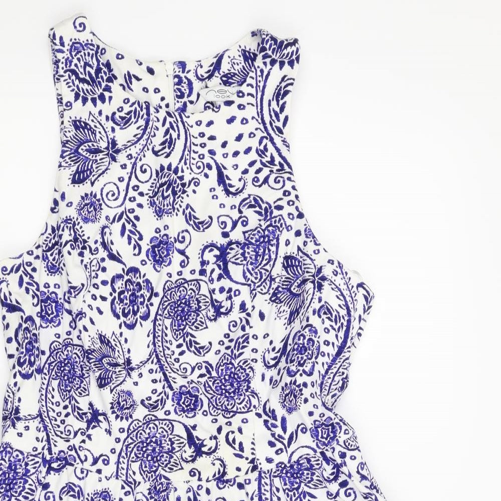 New Look Womens Blue Paisley  A-Line  Size 14